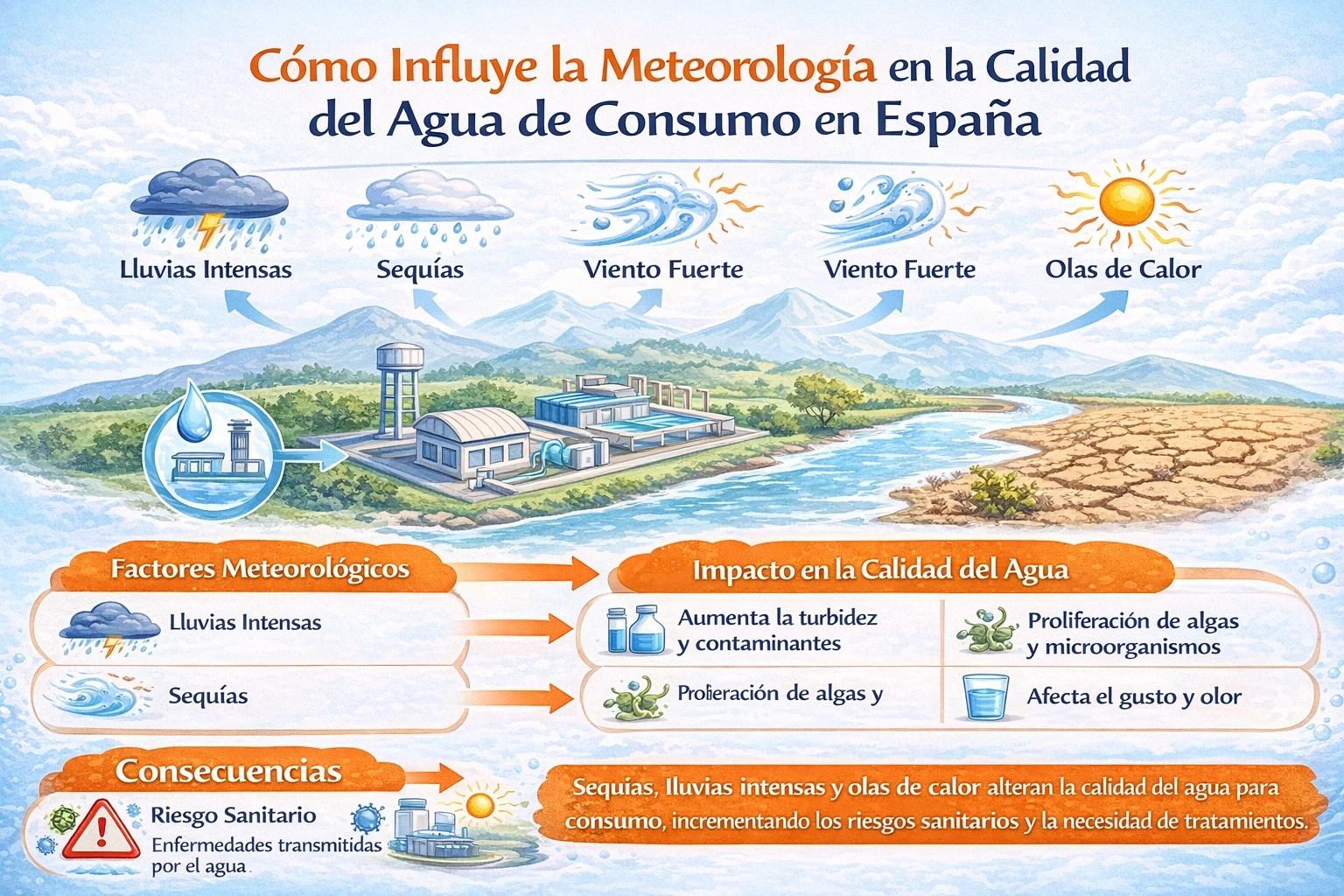 Influencia de la meteorología en la calidad del agua de consumo en España